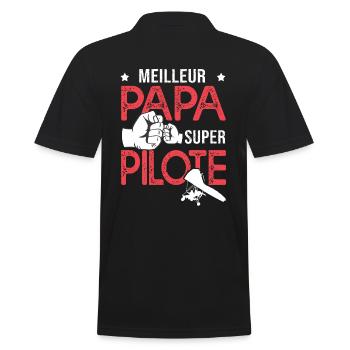 Cadeau papa meilleur papa pilote de delta plane - Polo Homme - noir - Dos - Kai (181cm)