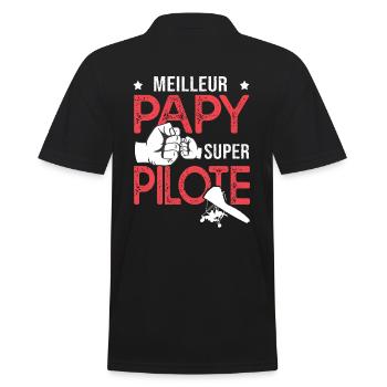 Cadeau papy meilleur papy pilote de ULM - Polo Homme - noir - Dos - Kai (181cm)