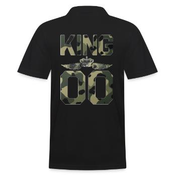 King - Queen Geschenk Geschenkidee - Männer Poloshirt - Schwarz - Hinten - Kai (181cm)