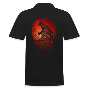 Fenrir Wolf - Celtic - Fenris - Männer Poloshirt - Schwarz - Hinten - Kai (181cm)