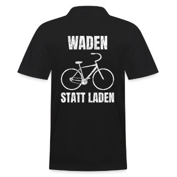 Waden Statt Laden Anti E-Bike Fahrradfahren - Männer Poloshirt - Schwarz - Hinten - Kai (181cm)