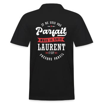 Laurent Parfait Cadeau prenom laurent - Polo Homme - noir - Dos - Kai (181cm)