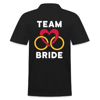 Team bride (Herz, zwei Ringe) - Männer Poloshirt - Schwarz - Hinten - Kai (181cm)