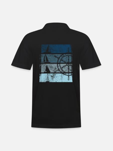Retro Vintage Segel Segelboot Segelschiff Segler - Männer Poloshirt - Schwarz