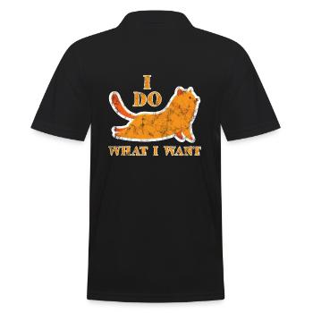 Cute Cat I Do What I Want - Männer Poloshirt - Schwarz - Hinten - Kai (181cm)
