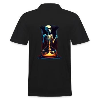 Menschliches Skelett als Sanduhr - Horror Comic - Männer Poloshirt - Schwarz - Hinten - Kai (181cm)