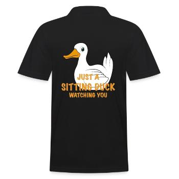 Lustige Ente Spruch - Männer Poloshirt - Schwarz - Hinten - Kai (181cm)