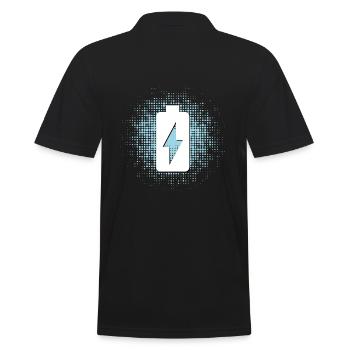 Batterie-Symbol mit Punktehintergrund - Männer Poloshirt - Schwarz - Hinten - Kai (181cm)