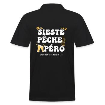 Pêche humour pêcheur sieste pêche apéro - Polo Homme - noir - Dos - Kai (181cm)