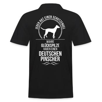 DEUTSCHER PINSCHER Schutzengel Hund Hunde Wilsigns - Männer Poloshirt - Schwarz - Hinten - Kai (181cm)