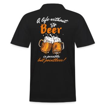 Ein Leben ohne Bier ist möglich aber sinnlos-Eng. - Männer Poloshirt - Schwarz - Hinten - Kai (181cm)