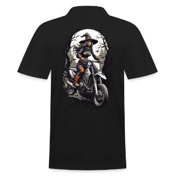 Cool Witches Biker Motorcycle Halloween on Wheels - Men's Polo Shirt - black - Back - Kai (181cm)