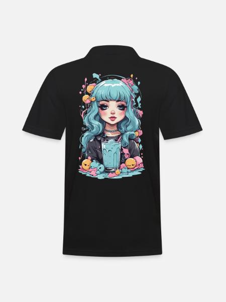 Kawaii Pastel Goth Girl Schleimiges Anime Design - Herre poloshirt - sort