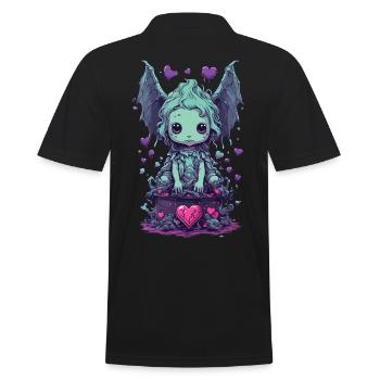 Goule gothique Kawaii amour monstre Pastel Design - Polo Homme - noir - Dos - Kai (181cm)