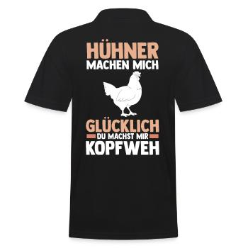 Huhn Landwirt Bauernhof Hühner - Männer Poloshirt - Schwarz - Hinten - Kai (181cm)