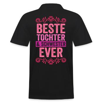 Tochter Schwester - Männer Poloshirt - Schwarz - Hinten - Kai (181cm)