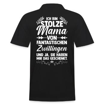 Mutter Zwillingsmama Mama von Zwillingen - Männer Poloshirt - Schwarz - Hinten - Kai (181cm)