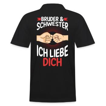 Geschwister Bruder und Schwester - Männer Poloshirt - Schwarz - Hinten - Kai (181cm)