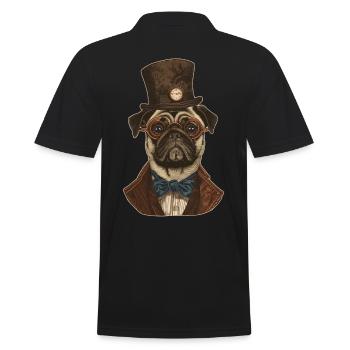 Steampunk Mops - Männer Poloshirt - Schwarz - Hinten - Kai (181cm)