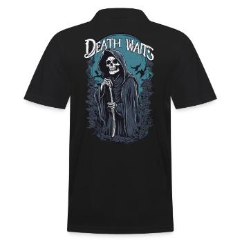 Sensenmann "Der Tod wartet" Gothic Kunst - Männer Poloshirt - Schwarz - Hinten - Kai (181cm)
