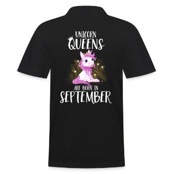 UNICORN QUEENS ARE BORN IN SEPTEMBER - Männer Poloshirt - Schwarz - Hinten - Kai (181cm)