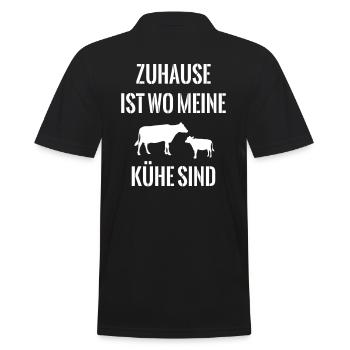 Zuhause meine Kühe Kuh Kalb Bauer Landwirt Sprüche - Männer Poloshirt - Schwarz - Hinten - Kai (181cm)