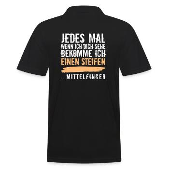 "Mittelfinger-Spruch" für Exfreundin oder Kollegen - Männer Poloshirt - Schwarz - Hinten - Kai (181cm)