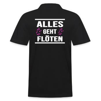 flöte musik klarinette "alles geht flöten" - Männer Poloshirt - Schwarz - Hinten - Kai (181cm)