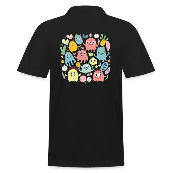 Sweet Little Ghosts - Men's Polo Shirt - black - Back - Kai (181cm)