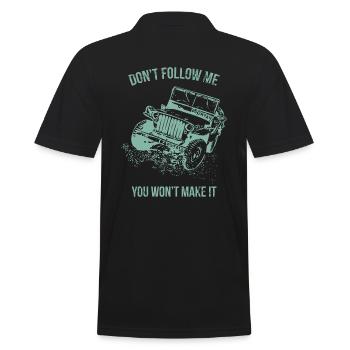 Follow Me Jeep Car - Männer Poloshirt - Schwarz - Hinten - Kai (181cm)