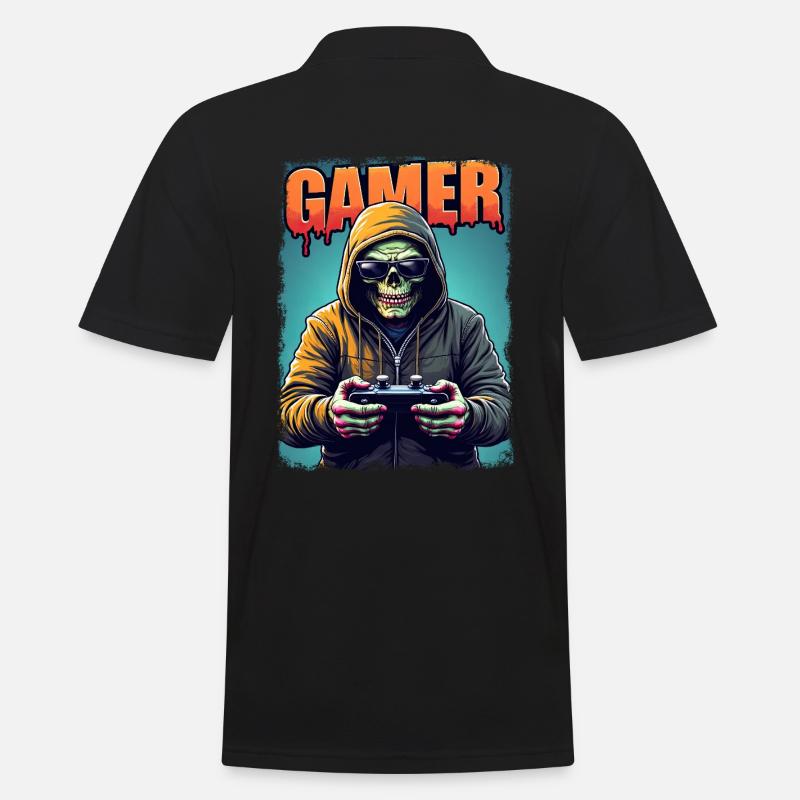 Zombie Gamer mit Kapuze & Controller - Männer Poloshirt - Schwarz