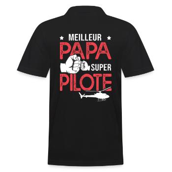 Cadeau papa meilleur papa pilote de hélicoptère - Polo Homme - noir - Dos - Kai (181cm)