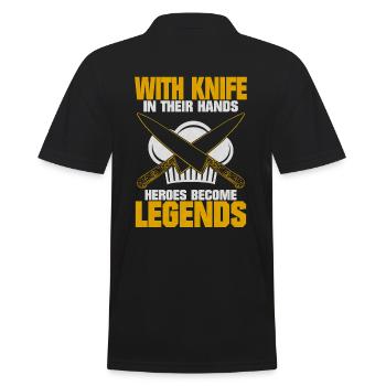 The Cook With Knife Saying Gift - Men's Polo Shirt - black - Back - Kai (181cm)