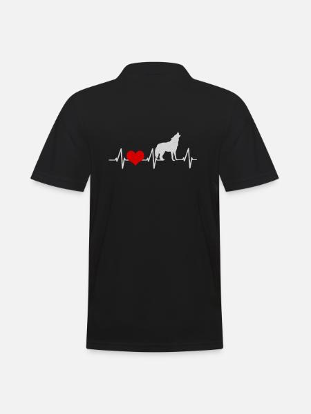 Ein Herz Für Den Wolf - Männer Poloshirt - Schwarz