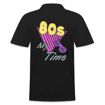 80er Jahre 80s 1980er Geschenk Retro Nostalgie - Männer Poloshirt - Schwarz - Hinten - Kai (181cm)