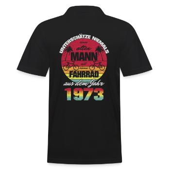 Birthday 1973 Born Old Man Bicycle - Men's Polo Shirt - black - Back - Kai (181cm)