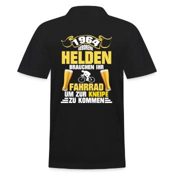 Cyclists Heroes Beer Drinker 1964 Born Bicycle - Men's Polo Shirt - black - Back - Kai (181cm)