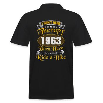 My therapy is my bike born in 1963 - Men's Polo Shirt - black - Back - Kai (181cm)