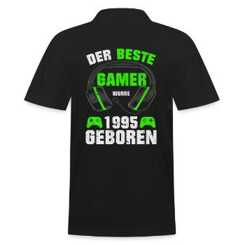 Gamer Geschenk Gaming Geburtstag 1995 Geboren - Männer Poloshirt - Schwarz - Hinten - Kai (181cm)