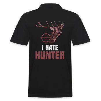 I hate hunter deer head deer saying - Men's Polo Shirt - black - Back - Kai (181cm)