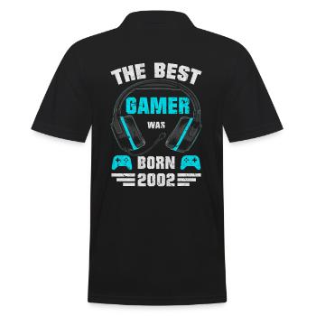 2002 Born Birthday Gamer Gaming Gift - Men's Polo Shirt - black - Back - Kai (181cm)