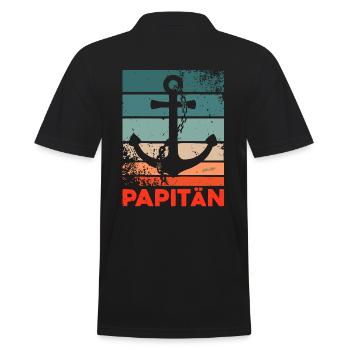 PAPITÄN - Vintage Anker - Ostseeliebe - Männer Poloshirt - Schwarz - Hinten - Kai (181cm)