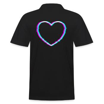 Heart | With cool digital distortion effect - Men's Polo Shirt - black - Back - Kai (181cm)