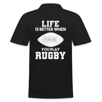 Life Is Better When You Play Rugby Rugbyspieler - Männer Poloshirt - Schwarz - Hinten - Kai (181cm)