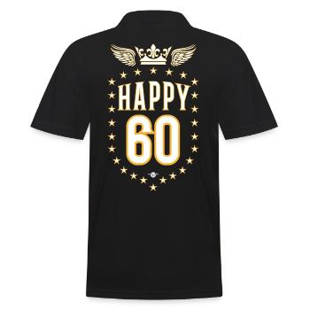06 Happy 60 Crown Wings Star Birthday - Männer Poloshirt - Schwarz - Hinten - Kai (181cm)