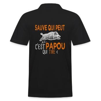 Papou c'est papou qui tire Humour Chasseur - Polo Homme - noir - Dos - Kai (181cm)