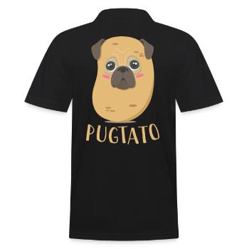Funny Cute Dog Pug Potato T-Shirt - Männer Poloshirt - Schwarz - Hinten - Kai (181cm)