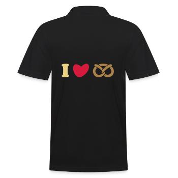 ★ Design colors can be changed ★ I love pretzels - Men's Polo Shirt - black - Back - Kai (181cm)