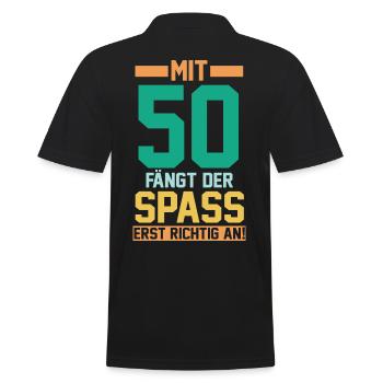 Fünfzig Fünfzigster 50 Jahre Geburtstag - Männer Poloshirt - Schwarz - Hinten - Kai (181cm)