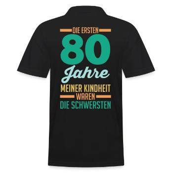 Achtzig Achtzigster 80 Jahre Geburtstag - Männer Poloshirt - Schwarz - Hinten - Kai (181cm)